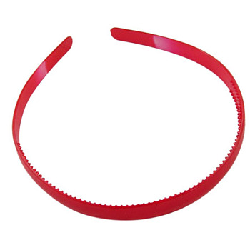 Plain Plastic Hair Band Findings, with Teeth, Red, 8mm wide