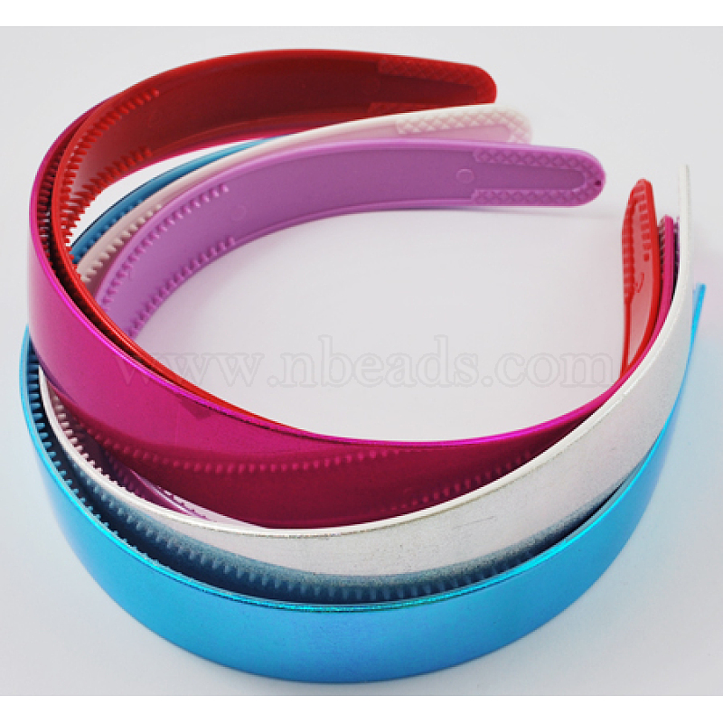 2.5 cm Wide Coloured Plastic Headband Hair Band Alice Band wit Teeth HOT Pink UK 