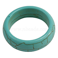 Synthetical Howlite Wide Band Ring, Turquoise, 17mm(PJR049-3)