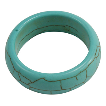 Synthetical Howlite Wide Band Ring, Turquoise, 17mm