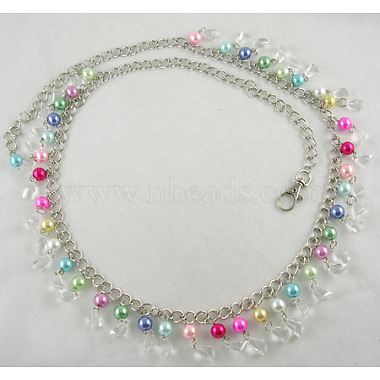 40 inch Chain Belt With Acrylic & Glass Pearl Beads 10~12mm(PJW007)-2