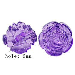 Transparent Acrylic Beads, for Mother's Day Jewelry Making, Rose, Purple, about 25mm in diameter, 21mm thick, hole: 2mm, about 79pcs/500g(PL305Y-6)