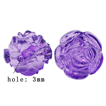 Transparent Acrylic Beads, for Mother's Day Jewelry Making, Rose, Purple, about 25mm in diameter, 21mm thick, hole: 2mm, about 79pcs/500g