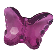 Transparent Acrylic Beads, Butterfly, Purple, about 29mm long, 23mm wide, 12mm thick, hole: 2mm, about 113pcs/500g(PL404Y-12)