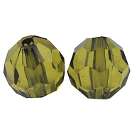 Transparent Acrylic Beads, Faceted Round, Olive Drab, about 12mm in diameter, hole: 2mm, about 568pcs/500g(PL505Y-12)