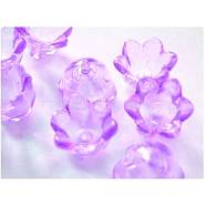 Transparent Acrylic Beads, Flower Cap, Purple, Dyed, about 10mm wide, 6mm thick, hole:1.5mm, about1900pcs/500g(PL548-4)