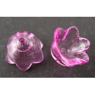 Transparent Acrylic Beads, Flower, Dyed, Fuchsia, about 10mm wide, 6mm thick, hole:1.5mm, about1900pcs/500g(PL548-6)