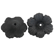 Transparent Acrylic Beads, Frosted, Flower, Black, 11x4.5mm, Hole: 1mm, about 3800pcs/500g, the wholesale of PL561(PL561-12)