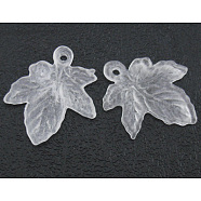 Transparent Acrylic Pendants, Frosted, Ivy Leaf, Milkwhite, about 15mm wide, 18mm long, 1.5mm thick, hole:1mm, about 3570pcs/500g(PL573)