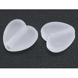 Frosted Transparent Acrylic Beads, Heart, White, 8x8x4mm, Hole: 1.5mm, about 2770pcs/500g(PL572)