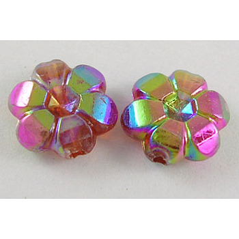 Transparent Acrylic Beads, Flower, AB Plated, Coffee, 10x4mm, Hole: 1mm, about 2000pcs/500g