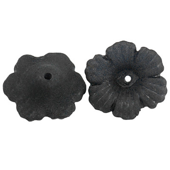 Transparent Acrylic Beads, Frosted, Flower, Black, 11x4.5mm, Hole: 1mm, about 3800pcs/500g, the wholesale of PL561