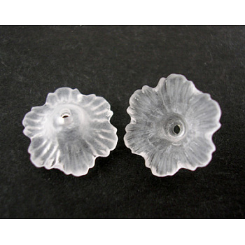 Transparent Acrylic Beads, Frosted, Flower, Clear, 11x4.5mm, Hole: 1mm, about 3800pcs/500g, the wholesale of PL561