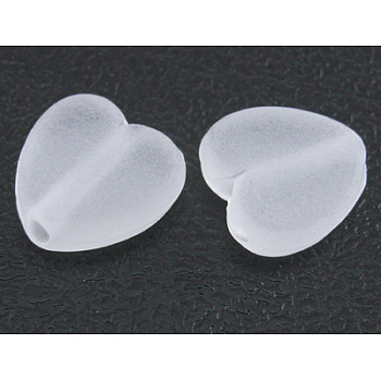 Frosted Transparent Acrylic Beads, Heart, White, 8x8x4mm, Hole: 1.5mm, about 2770pcs/500g