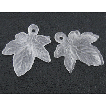 Transparent Acrylic Pendants, Frosted, Ivy Leaf, Milkwhite, about 15mm wide, 18mm long, 1.5mm thick, hole:1mm, about 3570pcs/500g