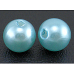 Imitation Pearl Acrylic Beads, Dyed, Round, Cyan, 6x5.5mm, Hole: 1.5~2mm, about 4500pcs/pound(PL609-8)