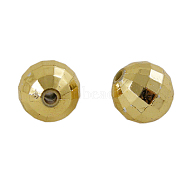 Acrylic Beads, Faceted, Round, Gold, about 10mm wide, 10mm long, hole: 2mm, about 1000pcs/500g(PL643-3G)
