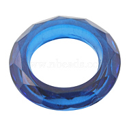 Transparent Acrylic Beads, Faceted, Donut, Dark Blue, about 19.5mm in diameter, 4.5mm thick, hole: 12mm, about 740pcs/500g(PL671Y-14)