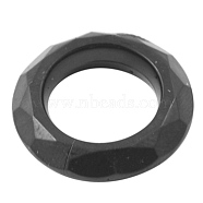 Acrylic Beads, Faceted, Donut, Black, about 19.5mm in diameter, 4.5mm thick, hole: 12mm, about 740pcs/500g(PL671Y-15)
