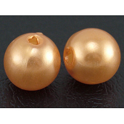 Imitation Pearl Acrylic Beads, Dyed, Round, Orange, 6x5.5mm, Hole: 1.5~2mm, about 4500pcs/pound(PL609-9)