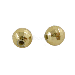Acrylic Beads, Faceted, Round, Golden Plated, about 6mm wide, 6mm long, hole: 1mm, about 5000pcs/500g(PL643-1G)