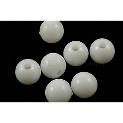 Opaque Acrylic Beads, Round, White, Size: about 4mm in diameter, hole: 1mm, about 14000pcs/500g(PL681-3)