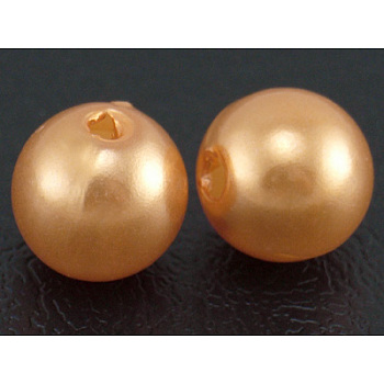 Imitation Pearl Acrylic Beads, Dyed, Round, Orange, 6x5.5mm, Hole: 1.5~2mm, about 4500pcs/pound