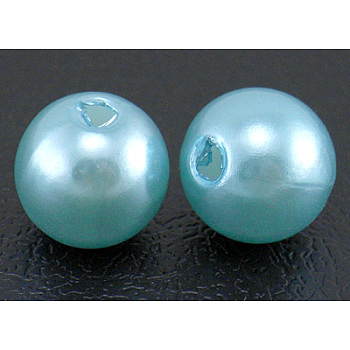 Imitation Pearl Acrylic Beads, Dyed, Round, Cyan, 8x7.5mm, Hole: 2mm, about 1900pcs/pound