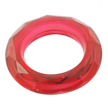 Transparent Acrylic Beads, Faceted, Donut, Dark Red, about 19.5mm in diameter, 4.5mm thick, hole: 12mm, about 740pcs/500g