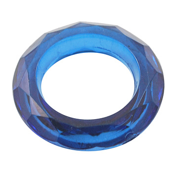 Transparent Acrylic Beads, Faceted, Donut, Dark Blue, about 19.5mm in diameter, 4.5mm thick, hole: 12mm, about 740pcs/500g