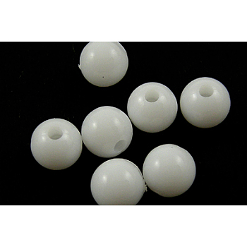 Opaque Acrylic Beads, Round, White, Size: about 4mm in diameter, hole: 1mm, about 14000pcs/500g