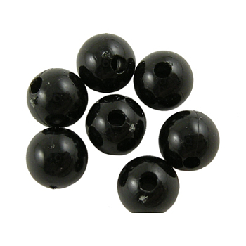 Opaque Acrylic Beads, Round, Black, Size: about 8mm in diameter, hole: 1.5mm, about 2000pcs/500g