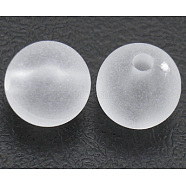 Transparent Acrylic Beads, Round, Frosted, White, about 5mm in diameter, hole: 1mm, about 7000pcs/500g(PL722)