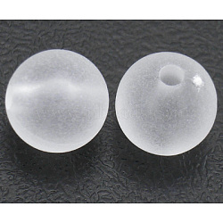 Transparent Acrylic Beads, Round, Frosted, White, about 5mm in diameter, hole: 1mm, about 7000pcs/500g(PL722)