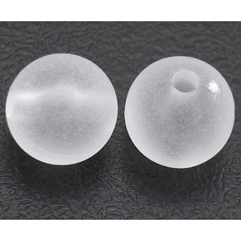 Transparent Acrylic Beads, Round, Frosted, White, about 5mm in diameter, hole: 1mm, about 7000pcs/500g