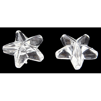 Transparent Acrylic Beads, Star, about 9~10mm in diameter, 4mm thick, hole: 1mm, about 3000pcs/500g