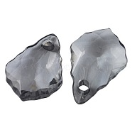 Transparent Acrylic Pendants, Faceted, teardrop, Gray, 16mm long, 11mm wide, 5mm thick, hole: 2mm, about 1270pcs/500g(PL987Y-6)