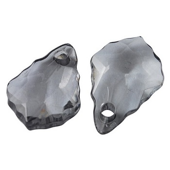 Transparent Acrylic Pendants, Faceted, teardrop, Gray, 16mm long, 11mm wide, 5mm thick, hole: 2mm, about 1270pcs/500g