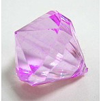 Transparent Acrylic Pendants, Faceted, Diamond, Fuchsia, about 28mm wide, 31mm long, hole: 3mm, about 52pcs/500g(DB28x31mmC40)