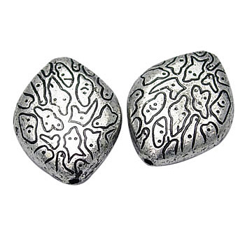 Antique Acrylic Beads,  Rhombus,  Antique Silver Plated,  about 20mm long,  15.5mm wide,  5mm thick,  hole: 1.5mm. about  550pcs/500g