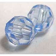 Transparent Acrylic Beads, Clear Faceted Round, Blue, 6mm, Hole: 1.5mm, about 4300pcs/500g(DB6mmC16)