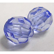 Transparent Acrylic Beads, Clear Faceted Round, Light Blue, 6mm, Hole: 1.5mm, about 4300pcs/500g(DB6mmC17)