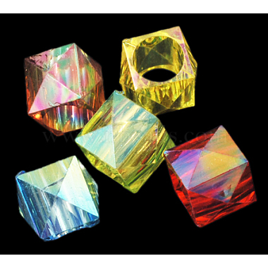 11mm Mixed Color Cube Acrylic Beads