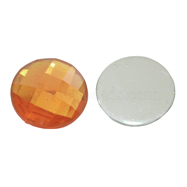 12mm Orange Flat Round Acrylic Rhinestone Cabochons
