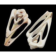 Shell Pendants, White, 40~52x20~25x7mm, Hole: 1mm, about 45~50pcs/500g(PTS079Y)