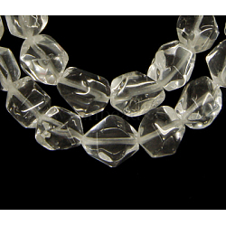 Glass Beads, Faceted, Nuggets, Imitation White Quartz, Clear, 10x8mm, Hole: 1mm; about 47 pcs/strand, 15.5 inches(QUAR-10X8-2)