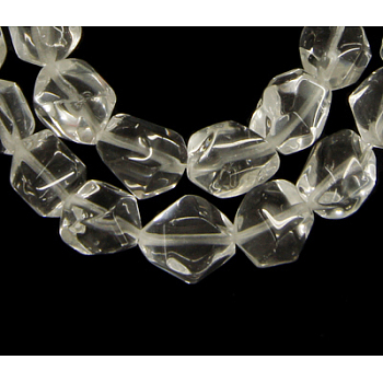 Glass Beads, Faceted, Nuggets, Imitation White Quartz, Clear, 10x8mm, Hole: 1mm, about 47 pcs/strand, 15.5 inch