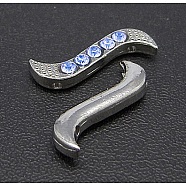 Platinum Alloy Rhinestone Twist Spacer Bars, Cadmium Free & Lead Free, Light Blue, 19x6x4mm, Hole: 1mm(RB-B018-7)