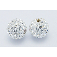 Middle East Rhinestone Beads, Polymer Clay Inside, Round, White, 8mm, PP9(1.5.~1.6mm), Hole: 1mm(RB-B022-17)