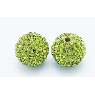 Grade A  Rhinestone Beads, Resin and China Clay, Round, Peridot, PP11(1.7~1.8mm), 12mm, Hole: 1.5mm(RB-B027-24)